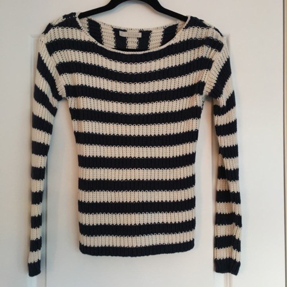 Hinge Navy and Cream Striped Sweater